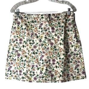 Loft Womens Skirt Size 6P Short White Floral Pull On Faux Belt Wrap Petite NWT